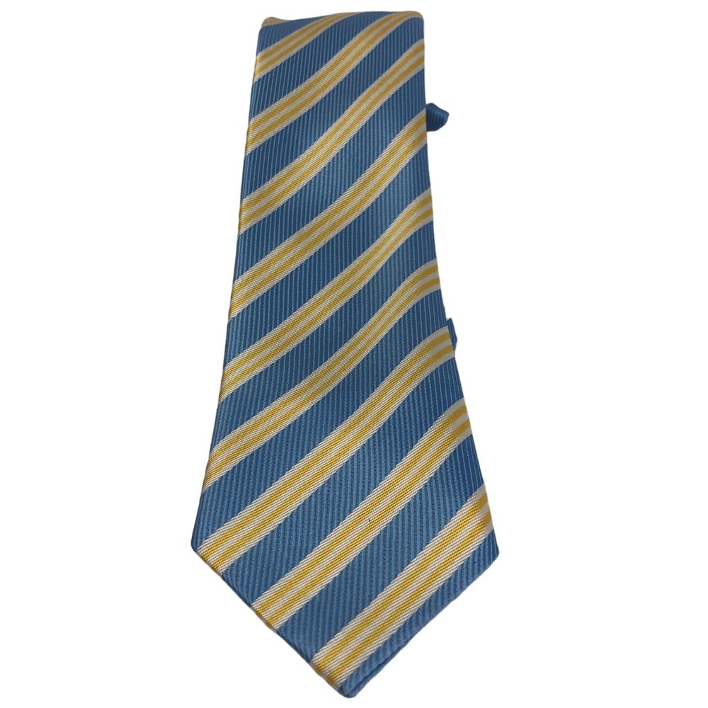 Youth Blue and Yellow Stripe Clip On Tie